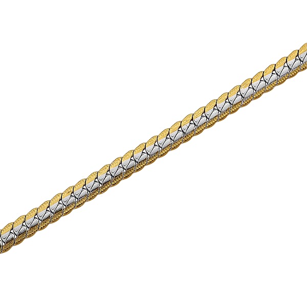Shop Lc Flat Curb Chain Necklace In ION Plated YG And Stainless Steel 20-22 Inches