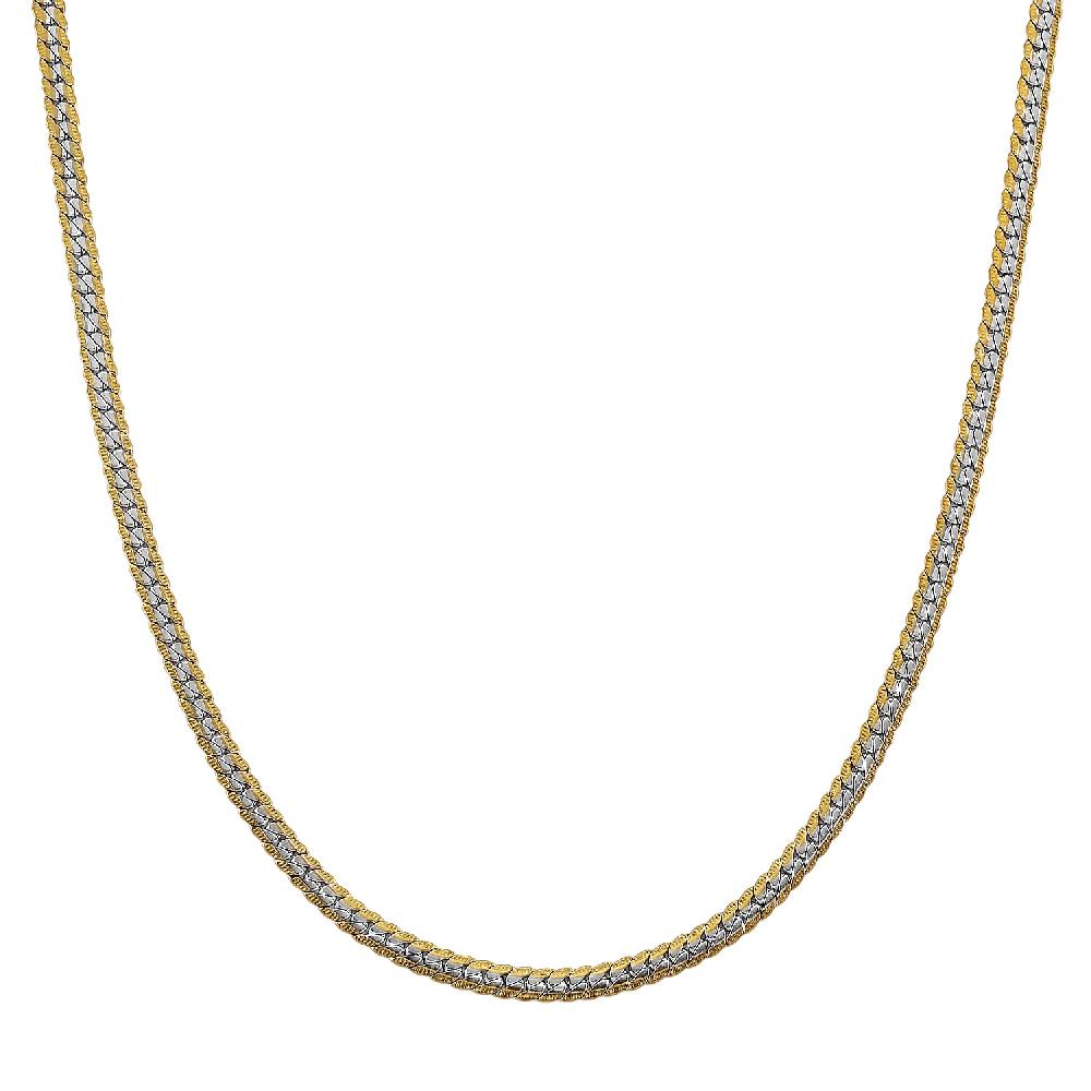 shop lc Flat Curb Chain Necklace in ION Plated YG and Stainless Steel 20-22 Inches