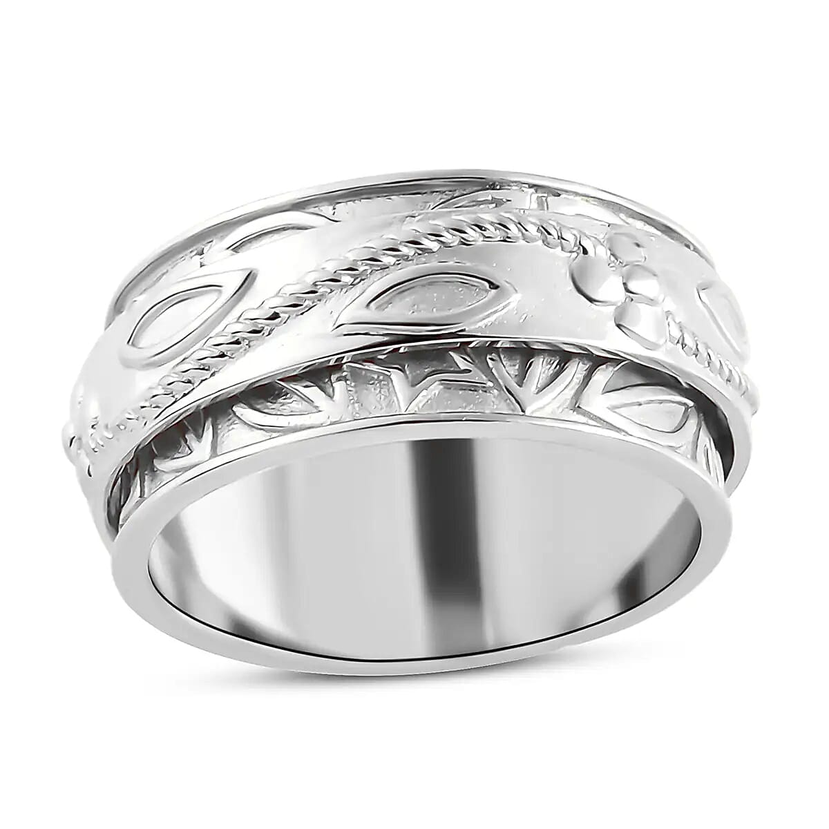 shop lc Floral Engraved Concave Spinner Ring in Sterling Silver Anxiety Ring for Women Fidget Rings for Anxiety for Women Stress Relieving Anxiety Ring Promise Rings (5 g)