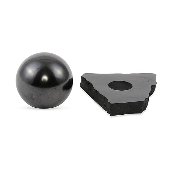 Shop Lc Floral Engraved Shungite Sphere With Stand (8cm) 275.80 Ctw