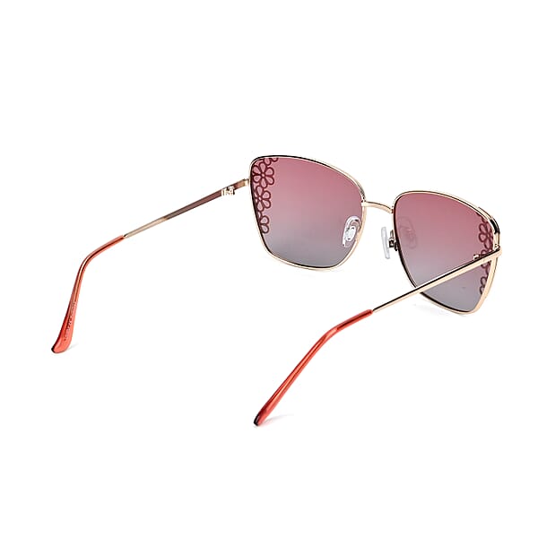 Shop Lc Flower Design UV400 Polarized Sunglass With Storage Bag- Pink