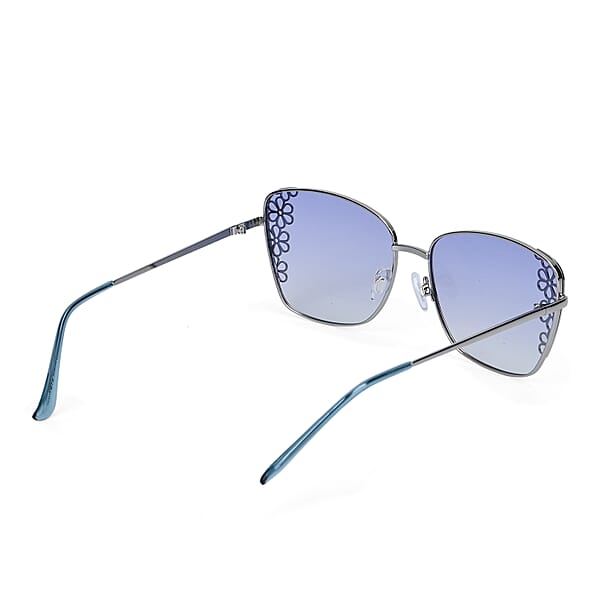 Shop Lc Flower Design UV400 Polarized Sunglass With Storage Bag- Light Blue