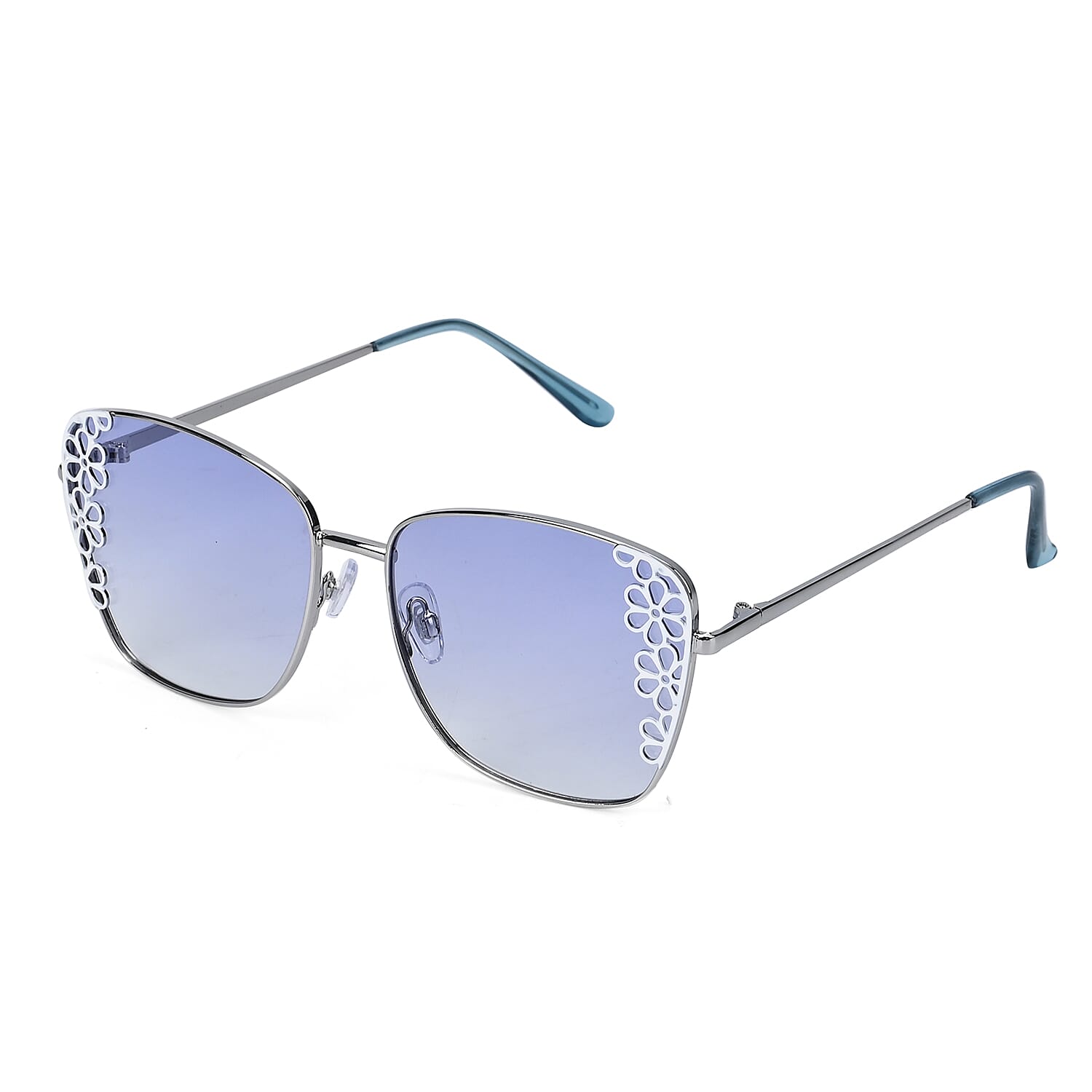 shop lc Flower Design UV400 Polarized Sunglass with Storage Bag- Light Blue