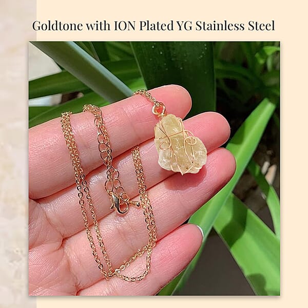 Shop Lc Fluorite Amethyst And Citrine 294.00 Ctw Pendant In Goldtone With ION Plated Yellow Gold Stainless Steel Necklace 20-22 Inches