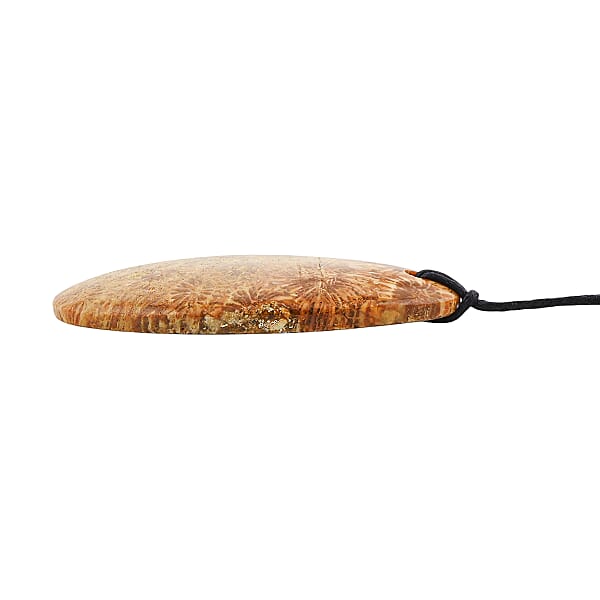 Shop Lc Freeform Hand Polished Coral Fossil Jasper 64.00 Ctw With Adjustable Black Cord Necklace