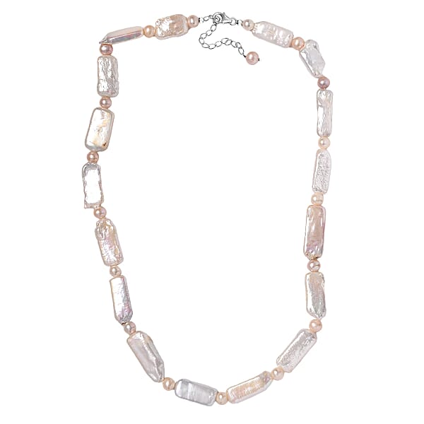 Shop Lc Fresh Water Pearl Necklace In Rhodium Over Sterling Silver 18 Inches