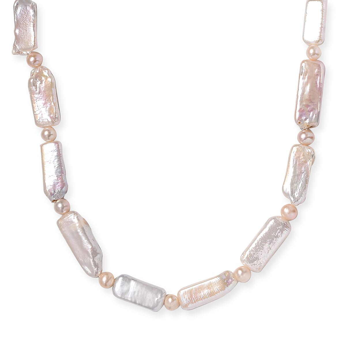 shop lc Fresh Water Pearl Necklace in Rhodium Over Sterling Silver 18 Inches