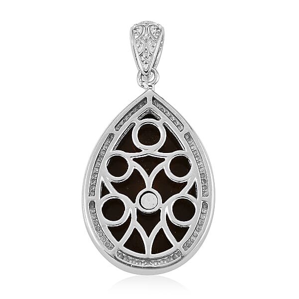 Shop Lc Freshened Tigers Eye Carved Fancy Pendant Without Chain In Platinum Over Copper With Magnet 12.20 Ctw