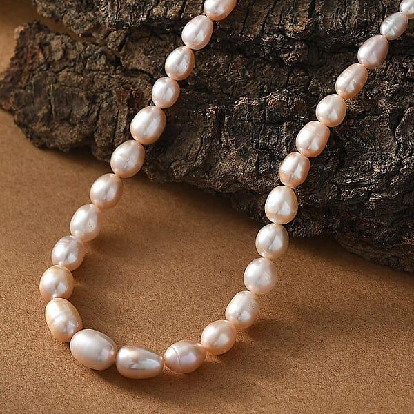 Shop Lc Freshwater Pearl Drop Shape Sun-Kissed Necklace In 18K Vermeil Yellow Gold Over Sterling Silver 18 Inches