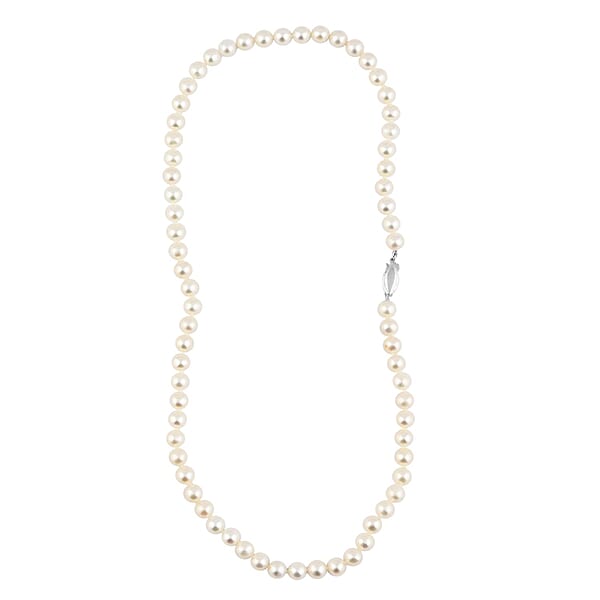 Shop Lc Freshwater Pearl Marquise Clasp Necklace In Silvertone 18 Inches