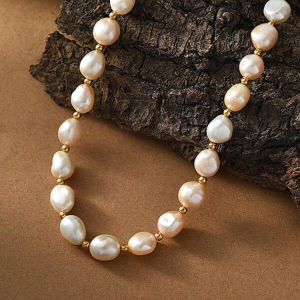 Shop Lc Freshwater Pearl Necklace In 18K Vermeil Yellow Gold Over Sterling Silver 18 Inches