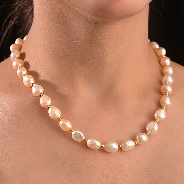 Shop Lc Freshwater Pearl Necklace In 18K Vermeil Yellow Gold Over Sterling Silver 18 Inches