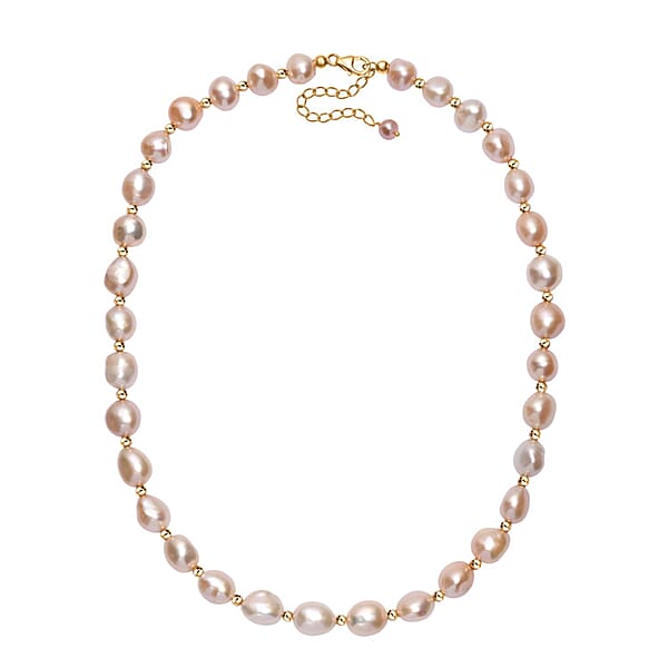 Shop Lc Freshwater Pearl Necklace In 18K Vermeil Yellow Gold Over Sterling Silver 18 Inches
