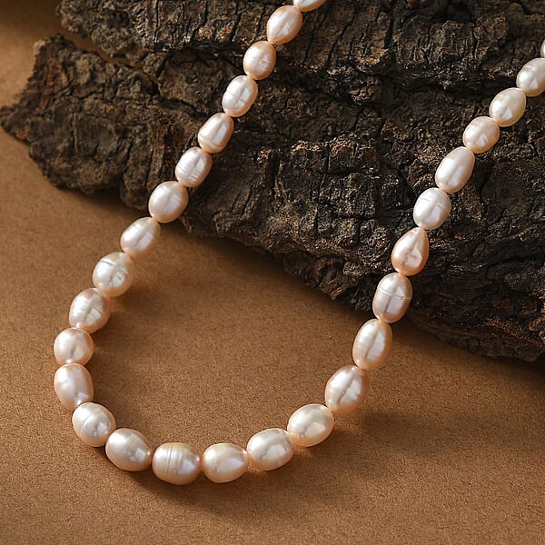Shop Lc Freshwater Pearl Rice Shape Necklace In 18K Vermeil Yellow Gold Over Sterling Silver 18 Inches