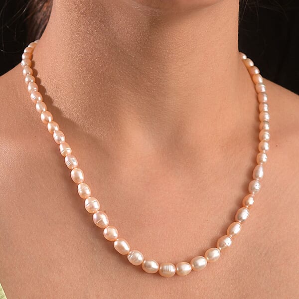 Shop Lc Freshwater Pearl Rice Shape Necklace In 18K Vermeil Yellow Gold Over Sterling Silver 18 Inches