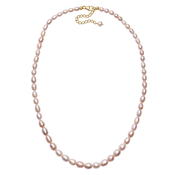 Shop Lc Freshwater Pearl Rice Shape Necklace In 18K Vermeil Yellow Gold Over Sterling Silver 18 Inches