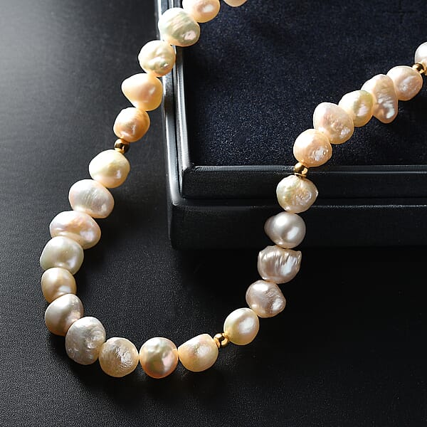 Shop Lc Freshwater Pearl Sun-Drenched Necklace In 18K Vermeil Yellow Gold Over Sterling Silver 18 Inches
