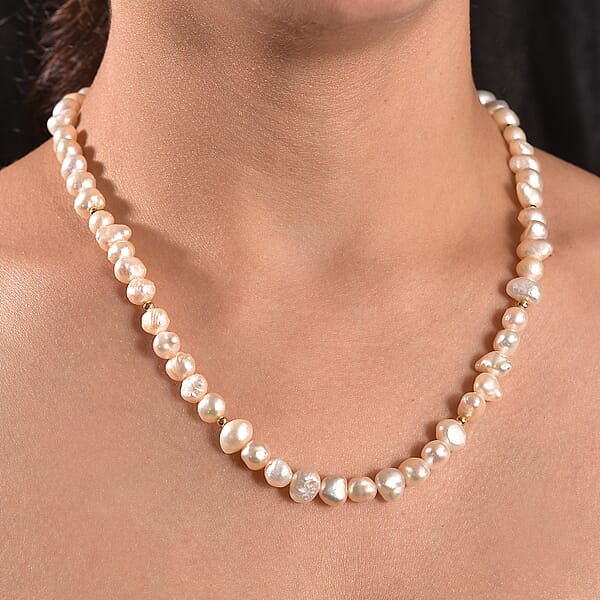 Shop Lc Freshwater Pearl Sun-Drenched Necklace In 18K Vermeil Yellow Gold Over Sterling Silver 18 Inches