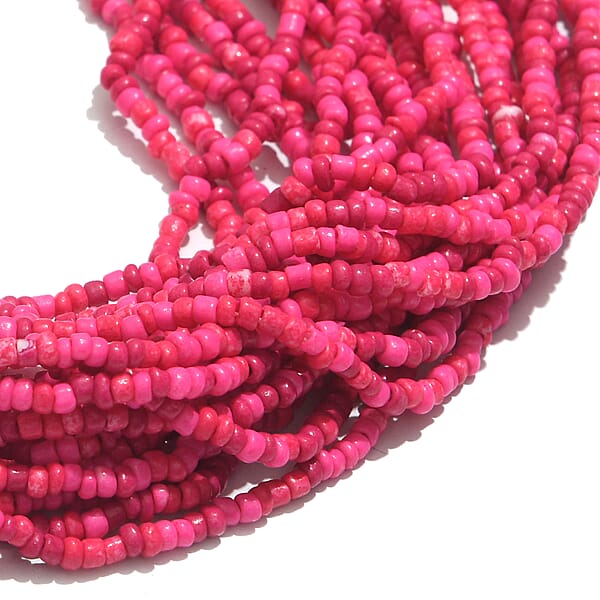 Shop Lc Fuchsia Seed Beaded Multi Strand Necklace (24 Inches) In Goldtone