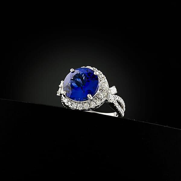 Shop Lc Fujimori Vault Collection Rhapsody AAAA Tanzanite Diamond Ring In 950 Platinum 7.10 Ctw