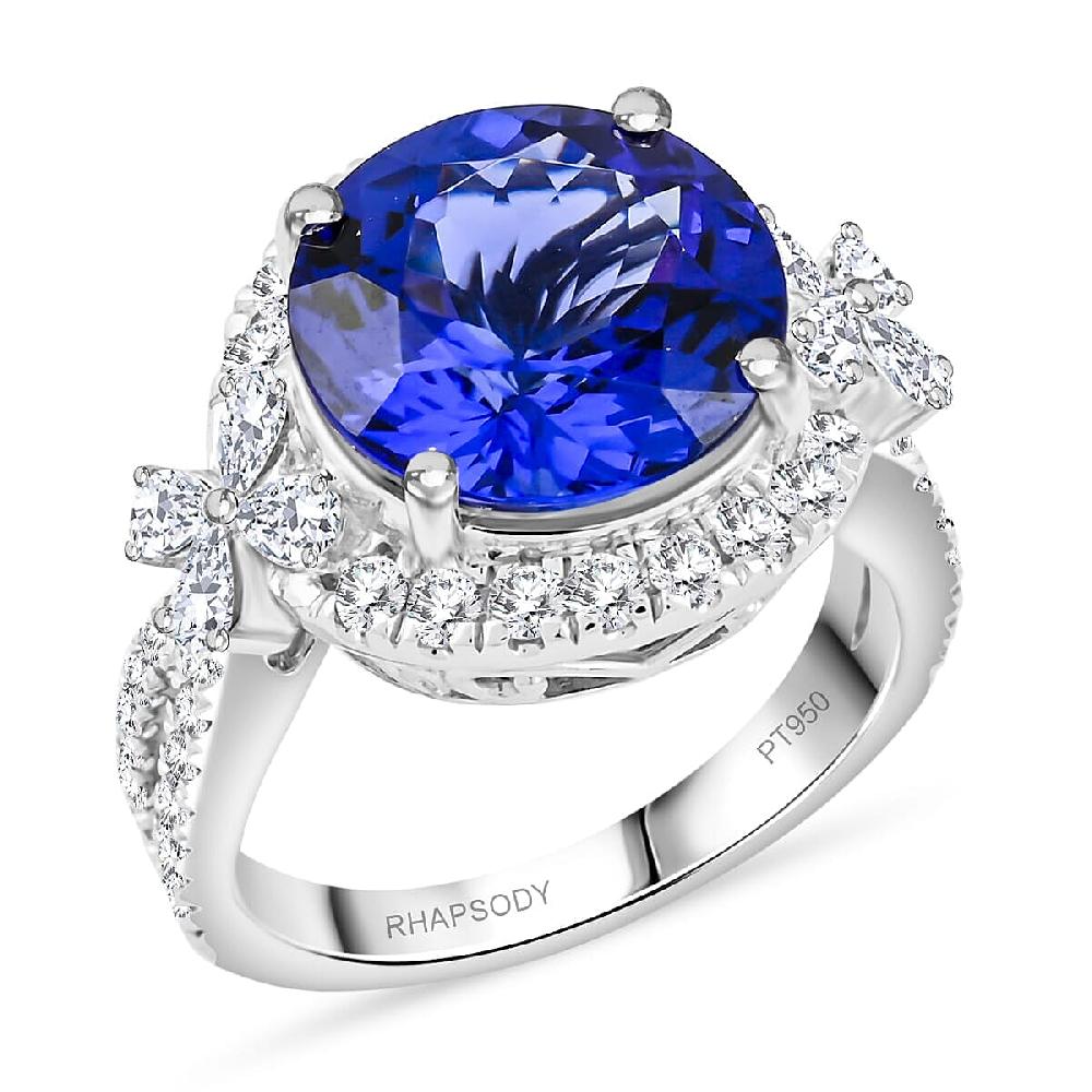 shop lc Fujimori Vault Collection Rhapsody AAAA Tanzanite Diamond Ring in 950 Platinum 7.10 ctw