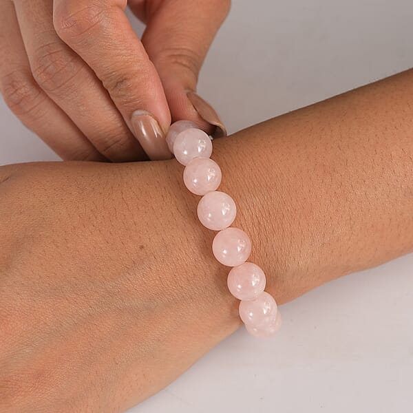 Shop Lc Galilea Rose Quartz 148.00 Ctw Beaded Stretch Bracelet