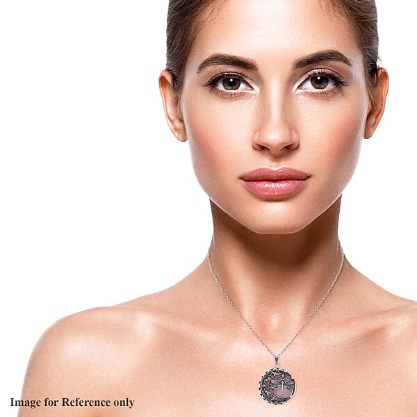 Shop Lc Galilea Rose Quartz 55.00 Ctw Dragonfly Pendant Necklace In Black Oxidized Stainless Steel 20 Inches