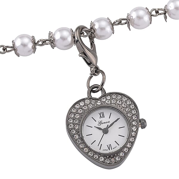 Shop Lc Genoa Austrian Crystal And Simulated Pearl Japanese Movement Pocket Watch With 4 Layer Chain (17 24 And 34 Inches)
