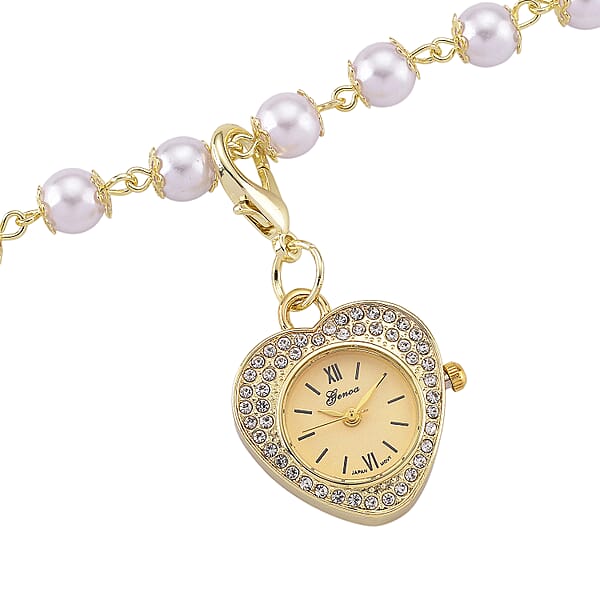 Shop Lc Genoa Austrian Crystal And Simulated Pearl Japanese Movement Pocket Watch With 4 Layer Chain (17 24 And 34 Inches)