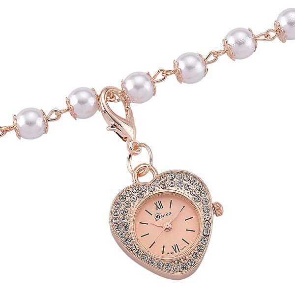 Shop Lc Genoa Austrian Crystal And Simulated Pearl Japanese Movement Pocket Watch With 4 Layer Chain (17 24 And 34 Inches)