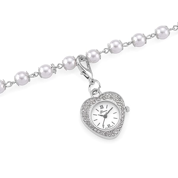 Shop Lc Genoa Austrian Crystal And Simulated Pearl Japanese Movement Pocket Watch With 4 Layer Chain (17 24 And 34 Inches)