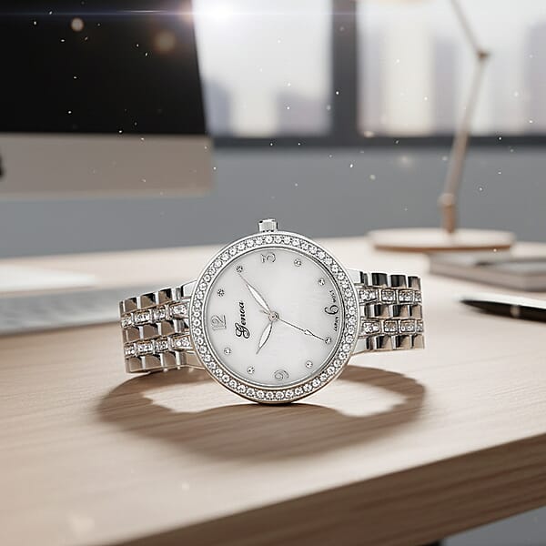 Shop Lc Genoa Austrian Crystal Japanese Movement Watch In Silvertone