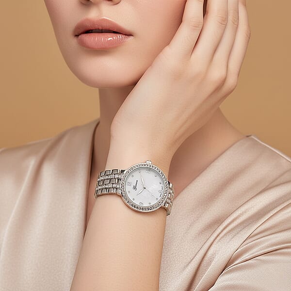 Shop Lc Genoa Austrian Crystal Japanese Movement Watch In Silvertone