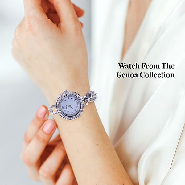 Shop Lc Genoa Miyota Japanese Movement Apatite White Zircon 61.00 Ctw Beaded Multi Strand Bracelet Watch (8.0 In)