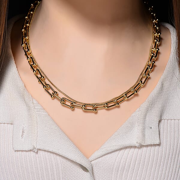 Shop Lc Geometric Link Chain Necklace In Goldtone 20-22 Inches
