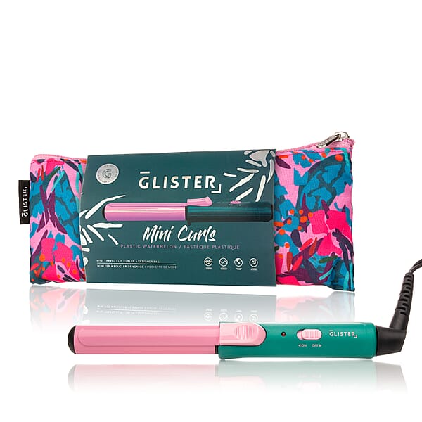 Shop Lc Glister Mini Curls Travel Clip Curler With Carrying Pouch - Watermelon