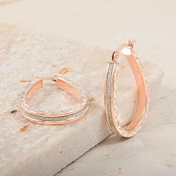 Shop Lc Glitter Hoop Earrings In 14K Rose Gold Over Sterling Silver 2.50 Grams