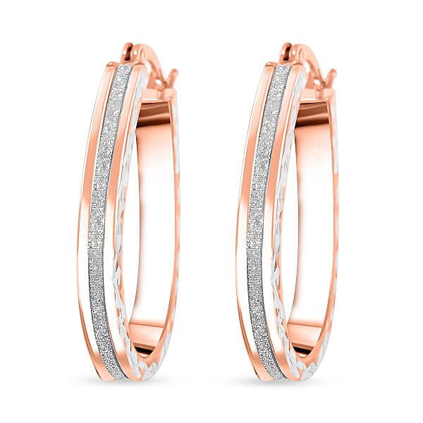 Shop Lc Glitter Hoop Earrings In 14K Rose Gold Over Sterling Silver 2.50 Grams