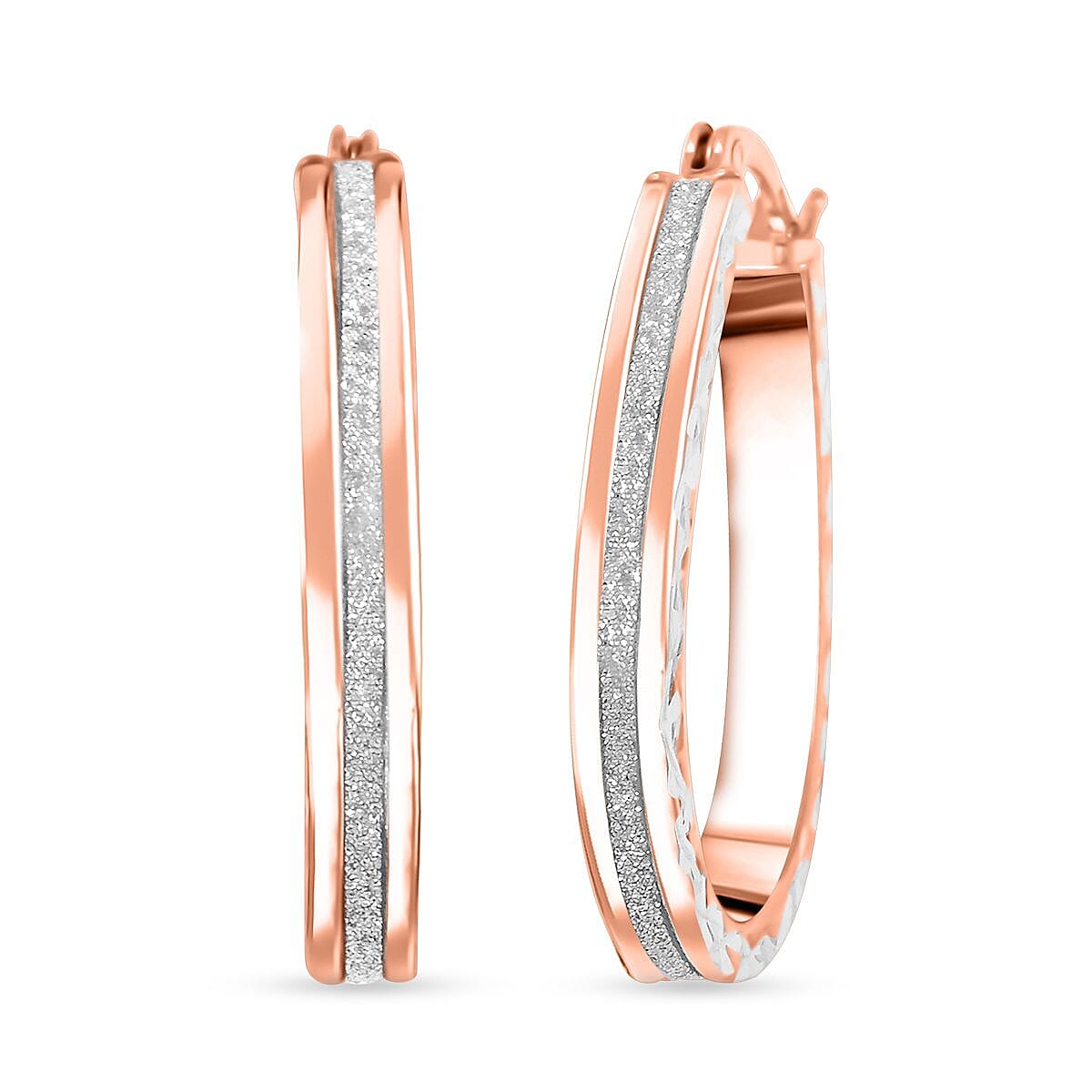 shop lc Glitter Hoop Earrings in 14K Rose Gold Over Sterling Silver 2.50 Grams