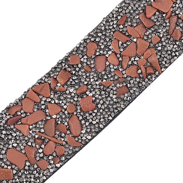 Shop Lc Gold Sandstone And Gray Austrian Crystal Bracelet In Silvertone (7.50 In)