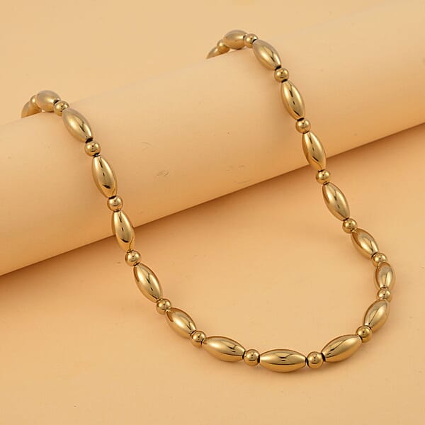 Shop Lc Golden Color Hematite 369.50 Ctw Beaded Necklace In Silvertone 20 Inches