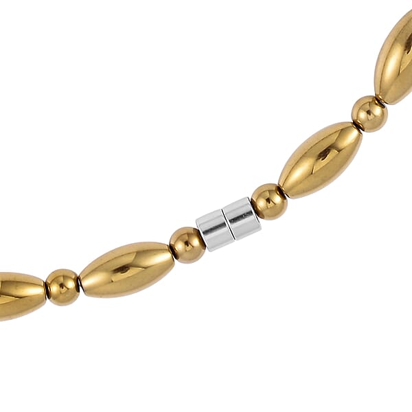 Shop Lc Golden Color Hematite 369.50 Ctw Beaded Necklace In Silvertone 20 Inches