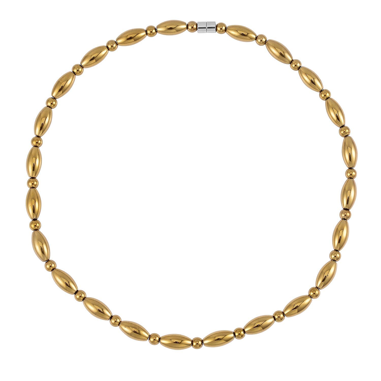 shop lc Golden Color Hematite 369.50 ctw Beaded Necklace in Silvertone 20 Inches