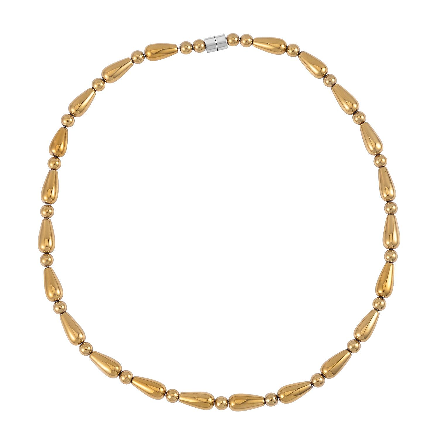 shop lc Golden Color Hematite 373.50 ctw Beaded Necklace in Silvertone 20 Inches