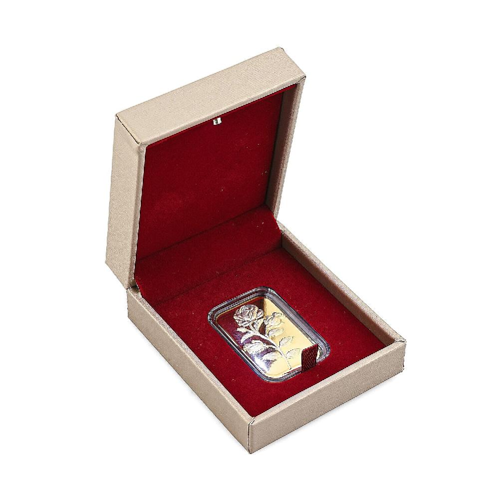 shop lc Golden Faux Leather and Rose Red Velvet LED Light Packaging Box