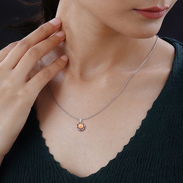 Shop Lc Golden Freshwater Cultured Pearl And Simulated Multi Color Diamond Pendant In Silvertone With Stainless Steel Necklace 20 Inches