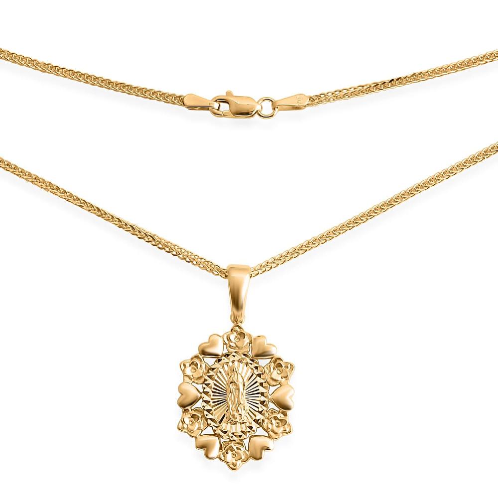 shop lc Golden Our Lady of Guadalupe Pendant Necklace in 10K Yellow Gold 4.13 Grams 20 Inches