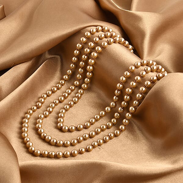 Shop Lc Golden Pearl Glass Beaded Endless Necklace 100 Inches