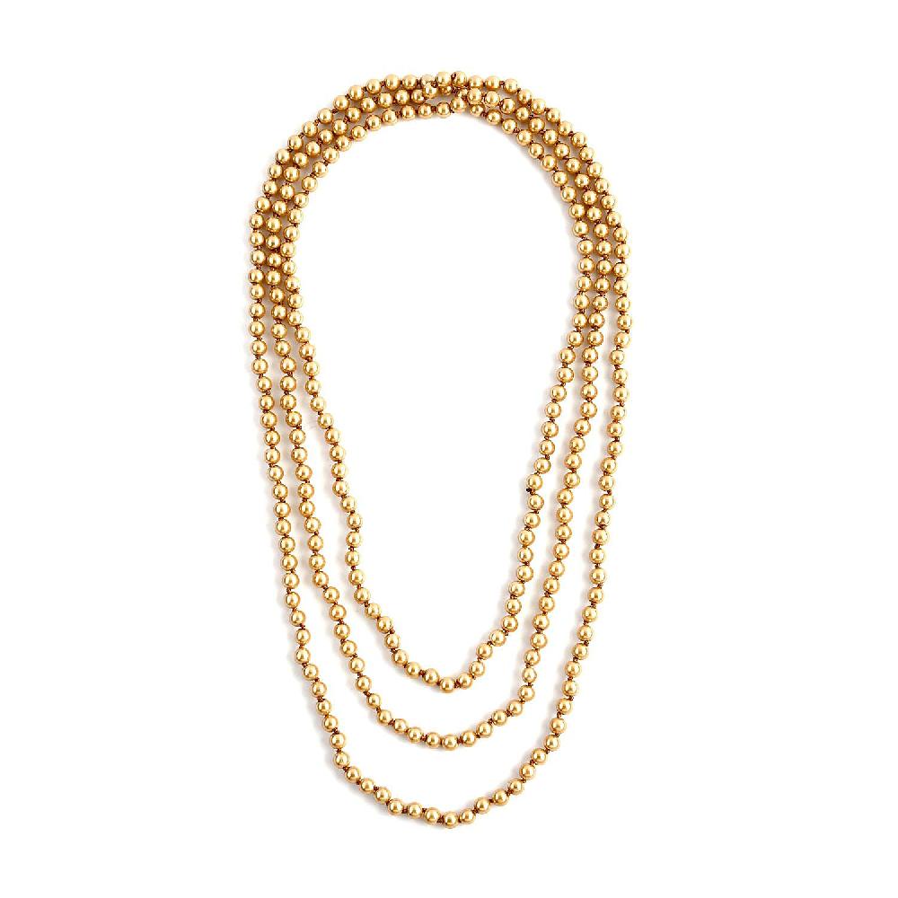 shop lc Golden Pearl Glass Beaded Endless Necklace 100 Inches
