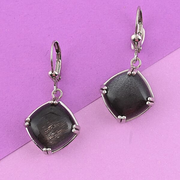 Shop Lc Golden Sheen Moonstone 16.00 Ctw Dangling Earrings In Platinum Over Sterling Silver